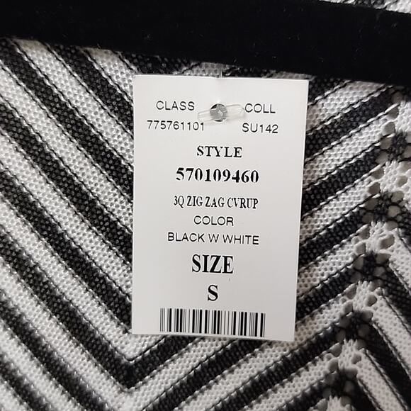 White House Black Market Quarter Sleeves Zip Zag Open Cardigan Womens Small NWT - Picture 5 of 9